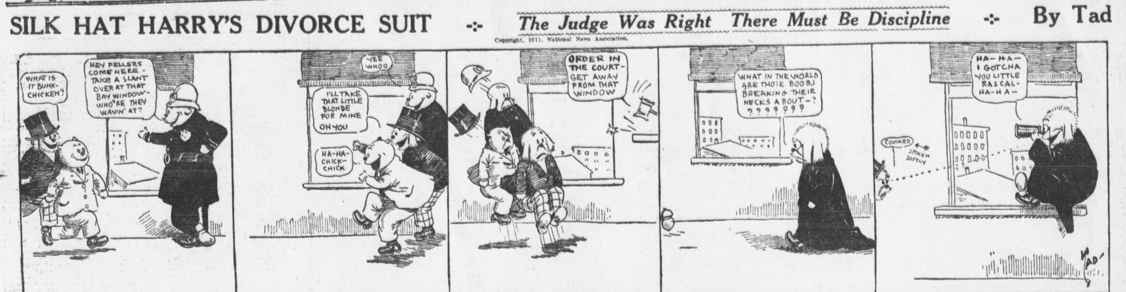 Cartoon-Illustration eines Mannes in einem schwarzen Anzug und einer Frau in einem eleganten Kleid mit einem schwarzen Schal, beide mit ernsten Gesichtern, beschriftet mit 'Scheidungsklage.'