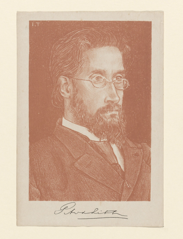 Portrait eines Mannes mit Bart und Brille, der einen Anzug und eine Krawatte trägt und ernst in die Ferne schaut.