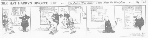 Ein Cartoon von einem Mann in einem schwarzen Anzug und einer Frau in einem eleganten Kleid mit einem schwarzen Schal, beide mit ernsten Gesichtern, die über eine Scheidungsklage diskutieren, mit dem Text "Scheidungsklage" auf dem Bild.