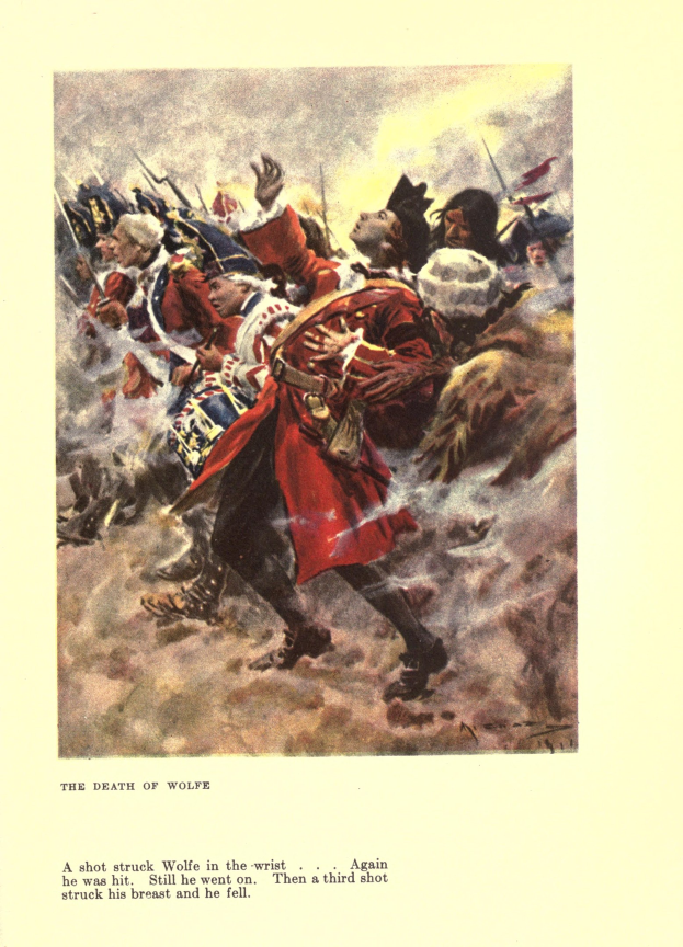 Ein Plakat mit der Aufschrift "Der Tod von Wolfe" zeigt eine Gruppe betroffener Menschen, einige schauen ängstlich nach oben und andere traurig nach unten, in gedämpften Farben.