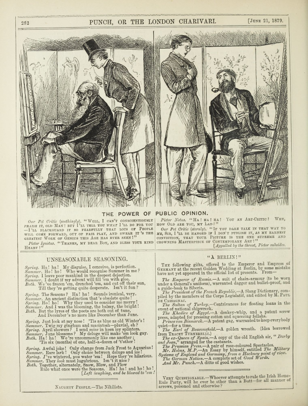 Ein altes Buchcover mit einem Mann in einem Anzug, der in einem Stuhl sitzt und einen ernsten Gesichtsausdruck hat, und einer Frau, die neben ihm steht und nachdenklich schaut, der Text lautet "Die Macht der öffentlichen Meinung".