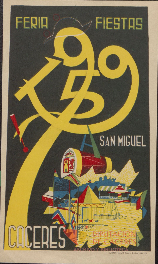 Plakat für das XXI. Agroganadera-Festival in Trujillo, Mexiko, mit gelbem Hintergrund, Schwarz-Weiß-Illustration eines Mannes mit Mikrofon und Buch und fetter schwarzer Schrift 'Trujillo XXI'.