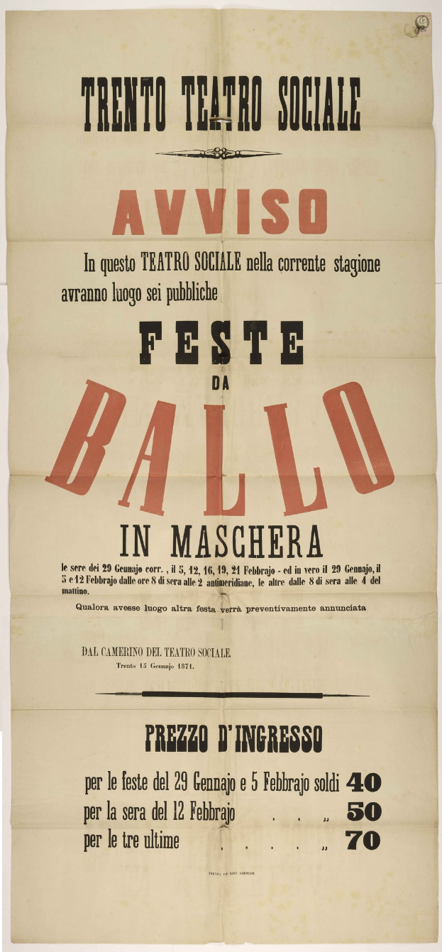 Plakat für ein Fest in Maschera, Italien
